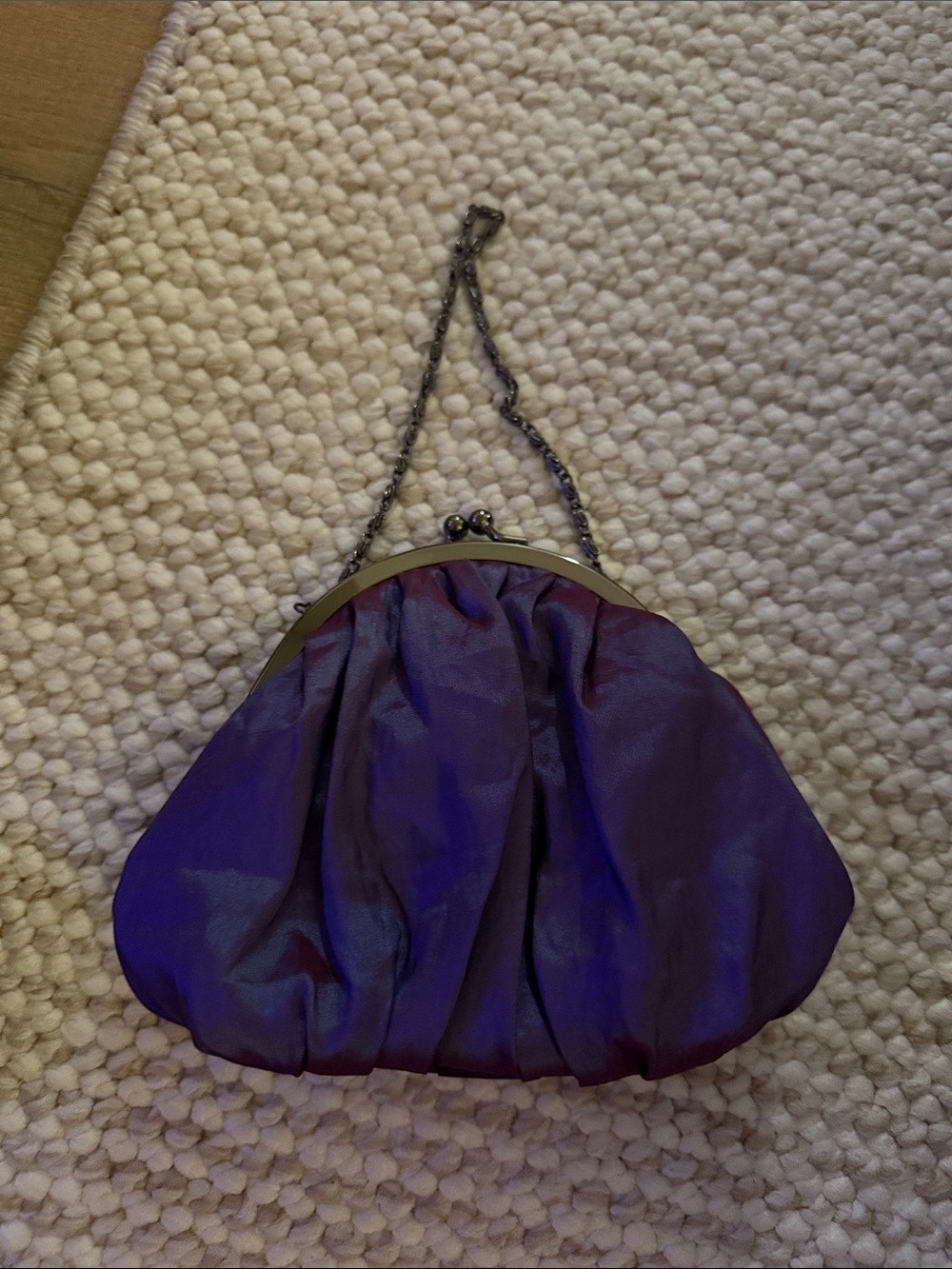 Purple Evening Clutch Bag with Chain Strap